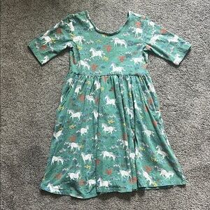 Hanna Andersson Green Unicorn Print Dress